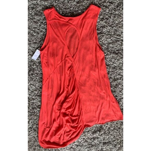 NEW NWT LEFT OF CENTER Anthropologie Asymmetrical red JERSEY TUNIC DRESS sz XS - Picture 3 of 7